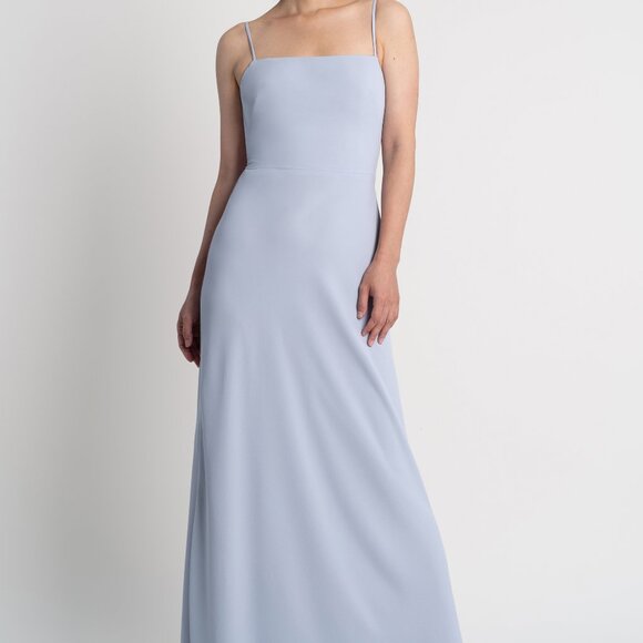 Jenny Yoo Floor Length Bridesmaid Dress. Pebbled crepe. Lilac Mist. Size 8 - Picture 1 of 4